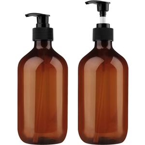 Yebeauty Empty Pump Bottle Dispenser, 17oz/500ml Lotion Soap Shampoo Pump Bottles Large Brown Bottle with Pump Plastic Refillable Containers Pack of 2