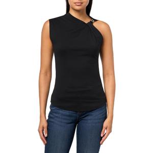 Derek Lam 10 Crosby NIA ASSYMMETRIC Embellished Twist TEE, Black, S