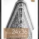 MCS Trendsetter 28x40 Poster Frame, Display Pictures 24x36 With Mat or 28x40 Without Mat, Vertical & Horizontal Wall Hanging Large Picture Frame for Photos & Posters, Black (1-Pack)
