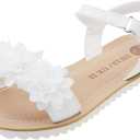 Vonair Girls White Strappy Summer Sandals Open-toe Fashion Cute Dress Sandals for Little Big Kids (8 Toddler)