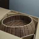 Teru Ji Kaikang 16" Rattan Pendant Light Brown Faux Rattan Handmade Woven Hanging Light Boho Wicker Basket Chandelier for Bedroom Kitchen Hallway Dining Room Farmhouse