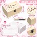 Beeveer 60Pcs Recipe Cards for Bridal Shower Decorations Bridal Shower Games Wedding Party Favors Wooden Box With Recipe Cards Box for Newlyweds Wedding Engagement Party(Pink Bow)