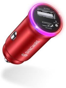 SYNCWIRE USB C Car Charger [PD 45W & QC 45W] for iPhone 15 Fast Charging Cigarette Lighter USB Charger Adapter [Safety Certified] Compatible with iPhone 15 Pro Max 14 13 12, Samsung, Pixel, iPad