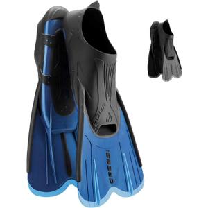 Cressi Adult Short Light Swim Fins with Self-Adjustable Comfortable Full Foot Pocket - Perfect for Traveling - Agua Short: Made in Italy (Blue)