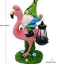 Gnomes Flamingo with Solar Lantern, Whimsical Decor for Garden, Yard, Patio, Lawn, LED Lights - Unique Gift for Women, Mom, Friends(Red Gnomes)