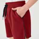Haloumoning Boys Mesh Athletic Shorts Kids Quick Dry Side Slit Basketball Gym Shorts with Pockets 5-14 Years Wine Red