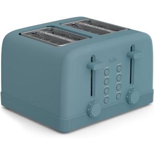 bella 4 Slice Toaster, 6 Setting Shade Control with Reheat & Cancel Buttons, Removable Crumb Tray, Anti Jam & Auto Shutoff, 900 Watt, Surf