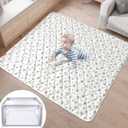 Premium Foam Baby Play Mat, 50''x50'' Playpen Mat, One-Piece Crawling Mat for Babies, Infant and Toddler, Baby Floor Play Mat (White with Star)