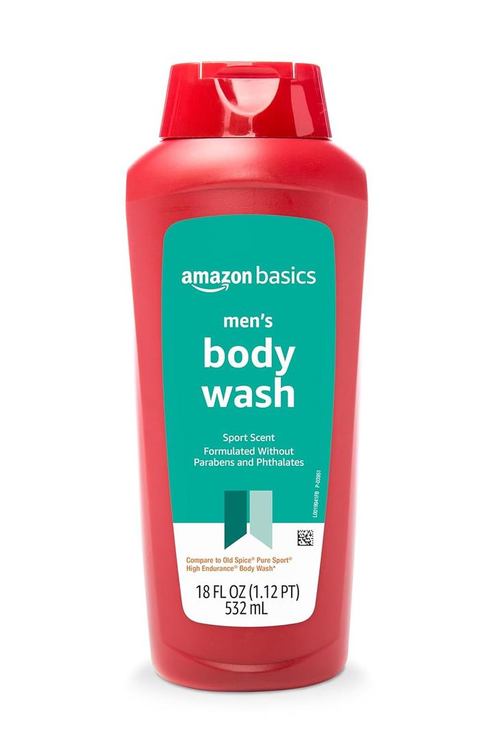 Amazon Basics Men's Soap Body Wash, Sport Scent, 18 Fluid Ounce, Pack of 2