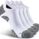Men's No Show Compression Athletic Socks, Cushioned for Running Hiking (X-Large, White-4 Pairs)