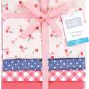 Hudson Baby Unisex Baby Cotton Flannel Receiving Blankets Bundle, Cherry Sweet, One Size