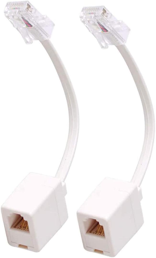 Uvital RJ45 to RJ11 Converter Adapter Connector M/F Cable, Telephone RJ11 6P4C Female to Ethernet RJ45 8P8C Male Converter Cord(2 Pack) (White)