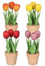 DILATATA 4 Pcs MultiColor Tulips Artificial Flowers Large Tulips Head Real Touch Fake Tulip Fake Flowers for Mother's Day 11.4" Faux Tulip for Vase Centerpieces Home Wedding Bouquet, Color May Vary