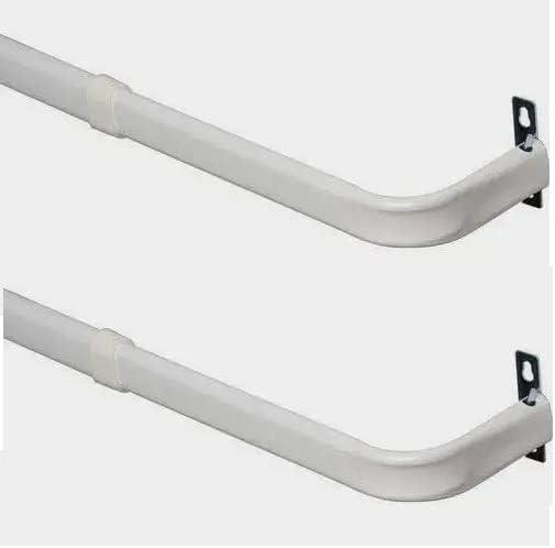 Yafa Home Fashion Heavy Duty Single Standard Adjustable Curtain Rod Hardware Included (White, 66" - 120" [2PCS])