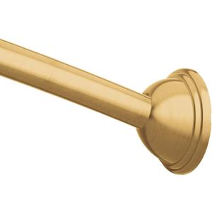 Moen Brushed Gold 54 to 72-Inch Adjustable Single Curved Shower Rod, Wall Mounted Permanent Curtain Bar for Bathroom, CSR2160BG