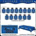 2 x Graduation Decorations 2026 2027 - Blue Congrats Grad Banner Backdrop Tablecloth Set - Graduation Decorations Class of 2026 | Graduation Party Favors Supplies