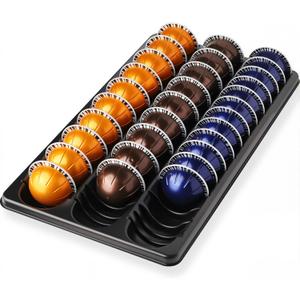 Coffee Pod Storage holder,Drawer Insert tray Holds 60-90pods Compatible with Nespresso Vertuo Vertuoline Capsules for Kitchen,Home,Office (Black)