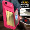 for iPhone Air Case Wallet with Card Holder (4-5Cards) +1 Privacy Screen Protector,[RFID Blocking][Kickstand][Military Drop Protection] Full Camera Protection Wallet Case for iPhone 17 Air (Hot Pink-Air)