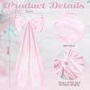 Knitgrip Large Wedding Pew Bows with Long Tails 12 x 29.5 Inch Wedding Aisle Decorations Bows Satin Ribbon Background Decor for Bridal Shower Reception Ceremony(Pink,24 Pcs)
