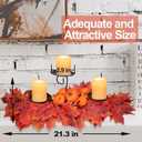 Fall Candle Holder Fall Table Centerpiece with Lights Thanksgiving Table Decor with Pumpkins Berries Maple Leaves Autumn Harvest Decoration with 3 Candle Holders for Dining Table Fireplace Home Decor