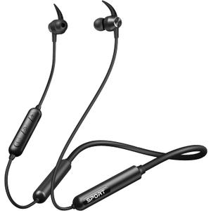 CXK Neckband Headphones, Bluetooth 5.3 Headphones 80Hrs Extra Long Playtime Stereo Bass in-Ear Headsets with Mic, IPX6 Waterproof Earbuds for Sport, Business, Black