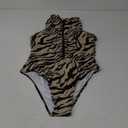 Floerns Women's Zebra Print Sleeveless One Piece Rash Guard High Neck Zipper Surfing Swimsuit (X-Large)