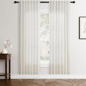 Cream Natural Linen Curtains 78 inch Length 2 Panels Set Boho Farmhouse Living Room Drapes Light Filtering Rod Pocket Back Tab Privacy Semi Sheer Curtains 78 inches Long Ivory Colored