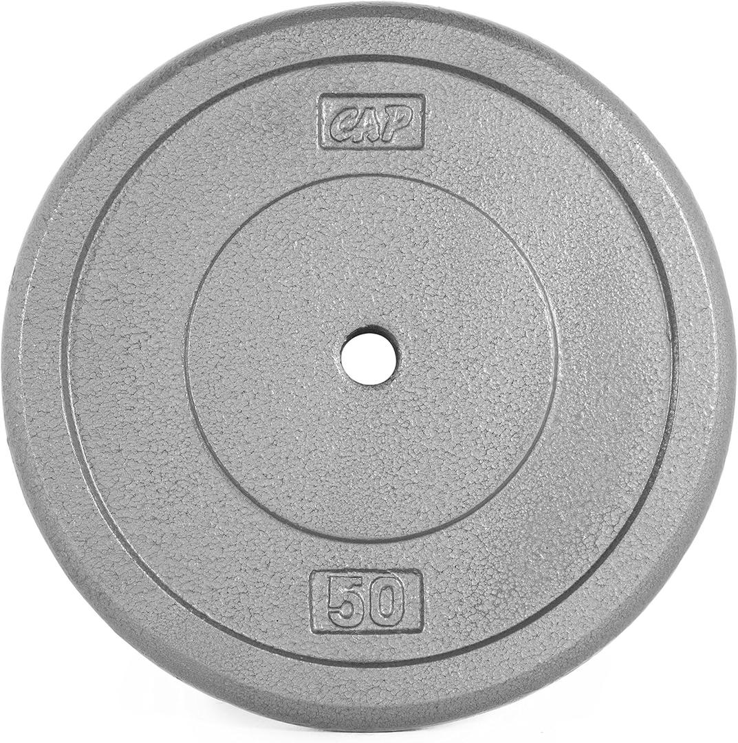 CAP Barbell Cast Iron Standard 1-Inch Weight Plates, Gray, Single, 50 Pound