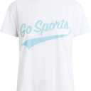 Women's Go Sports Tee (White W/ Baby Blue, S)
