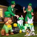 7FT Long St. Patricks Day Inflatables Outdoor Decorations Blow Up Inflatable Yard Decorations with LED Light Spring Green St. Patrick's Cute Dog Shamrock Outside Holiday Party Garden Lawn Decor