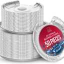 Heavy-Duty Aluminum Electric Stove Burner Covers (50 Pack) - Disposable Round Foil Liners (6 & 8 Inch), Non-Stick Drip Pan Protectors, Stove Top Covers, Great Kitchen Accessory for Easy Cleanup