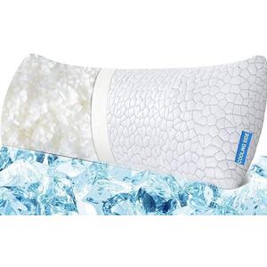 QUTOOL Cooling Pillow for Sleeping, CertiPUR-US Shredded Memory Foam Full Body Pillow Set of 1, Long Pillow for Bed with Removable Double-Sided Soft & Cool Cover, Soft Yet Support,White