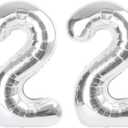 Numbers 22 Balloons, 22nd Silver Party Decorations for Girl Boys, 40 In Big 22nd Balloons for Engagement, Wedding, Celebration Party, Graduations, Photo Shoot