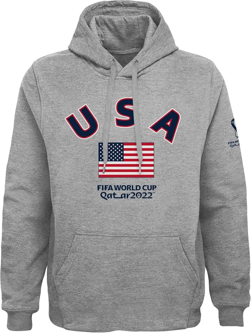 Outerstuff Men's FIFA World Cup Futbol Nation Fleece Hoodie (X-Large, Heather Grey)