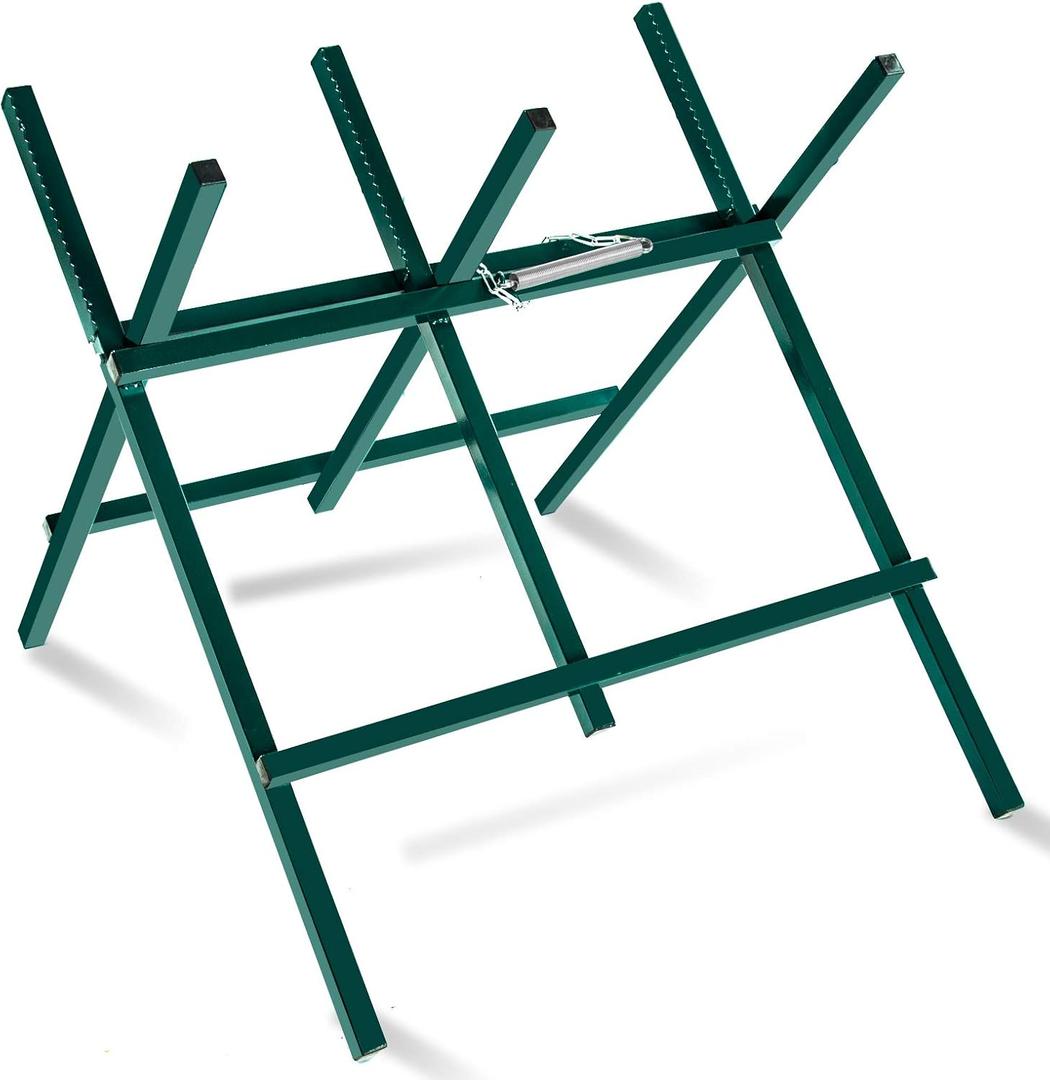 Kapler Log Sawhorse For ChainSaw, Foldable Steel Wood Saw Horse With Notched Sawtooth And Wood Log Fixed Spring, Supporting Weight 150 Lbs