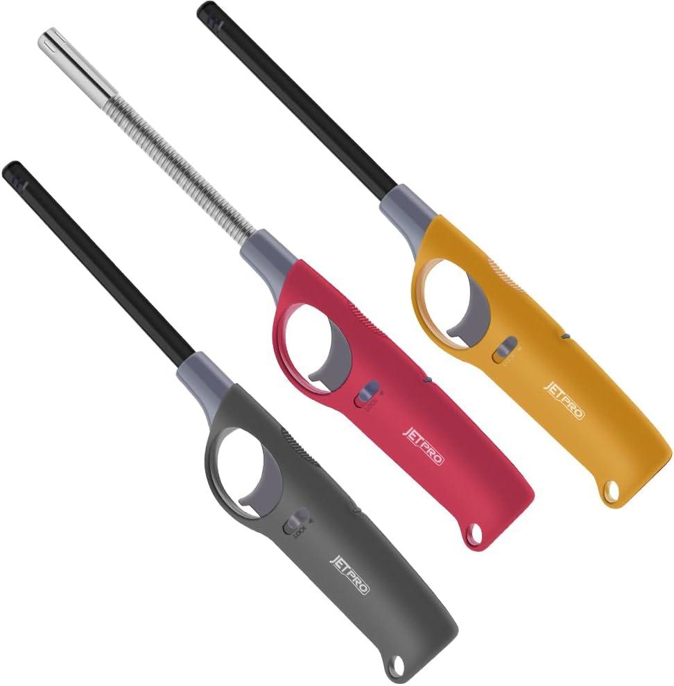 Multipurpose Refillable Torch Lighter Value Pack with Visible Fuel Tank Without Butane Fuel (Windproof& Nomal& Flexible)