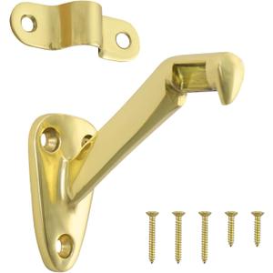 HOME MASTER HARDWARE Heavy Duty Handrail Stair Brackets Brass Staircase Hand Rail Bracket, Gold Finish, 1Pcs