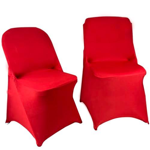 Maiangel 10PCS Stretch Spandex Folding Waterproof Chair Covers,Universal Fitted Chair Cover Protector for Wedding Party Banquet Holidays Celebration Decoration(Red)