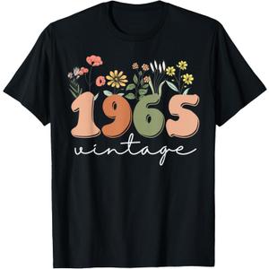 60 Years Old Vintage 1965 60th Birthday Tee Wildflower Women T-Shirt Medium