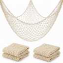 Sukh Fish Net Decorations for Party - 2PCS 39.37 * 78.74 in Fishing Net Decoration Netting for Wall Photo Hanging Nautical Fishnet Table Runner Decorative Ocean Theme Birthday Party Rope Nets