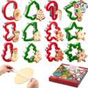 JOYIN 13 PCS Christmas Cookie Cutters in Stainless Steel with 3.5 plus Grip and a Rolling Pin for Xmas Holiday Party Baking Supplies, Snowflake, Gingerbread Cookies Mold and Baking Gift