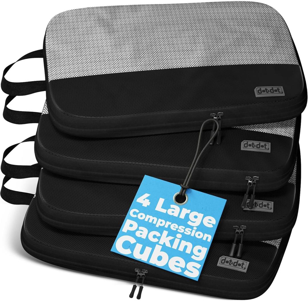 4pc Large Compression Packing Cubes for Travel - Luggage Packing Organizers - Travel Packing Cubes for Suitcases