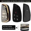 for Chevy Key Fob Cover with Keychain.TPU Keyshell No Screws Required for Installation. (Black-6 Buttons, 6-Buttons)