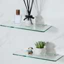SAYAYO Glass Floating Shelves for Wall, Tempered Glass Shelves for Bathroom, Living Room, Bedroom, Office, Toilet, Kitchen Decor, 12 Inch Set of 2, Clear