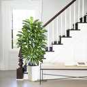 Artificial Dracaena Tree - 5FT Tall Fake Plants with White Tall Planter - Artificial Plants Indoor Floor Plant in Pot - Large Tropical Fake Yucca Potted Tree for Home Office Living Room Decor