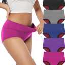Women's Incontinence Underwear, 100ml Leak-Proof Period High Waisted Brief Heavy Flow Bladder Leak Washable Cotton 5 Pack (Multicolor01, Medium)