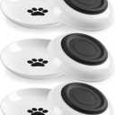 WROSWT Cat Food Bowl,Healthy Ceramic Cat Bowls for Indoor Cats,Anti Whisker Fatigue Cats Dishes Set,Shallow Wide Kitten Plates for Food and Water,Non-Slip Silicone Bottom,6 Pack