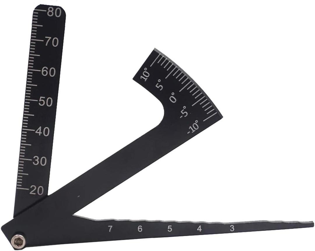 Metal 3 in 1 RC Scale Adjustable Measurement Wheel Height Rim Camber Gauge Angle Ruler Tool for 1/8 1/10 RC Car Truck Tire,Black