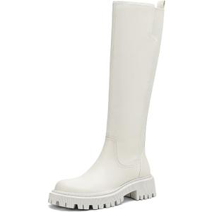 Women's Knee High Boots Fashion Platform Lug Sole Tall Riding Boots Comfortable Stretch Calf Dress Long Boots (7.5)