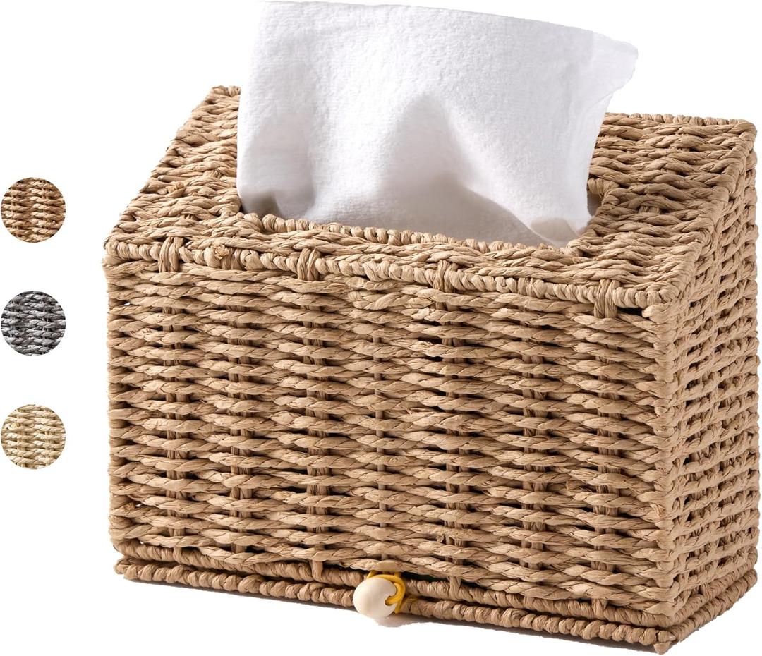 Unjumbly Hand Towel Box Cover, Designed for Kleenex Disposable Hand Towels, Paper Rope Tissue Box for Bathroom, Powder Room, Bedroom (Brown)